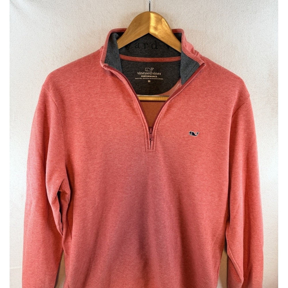 Vineyard Vines Men's Coral Zip-Up Sweater